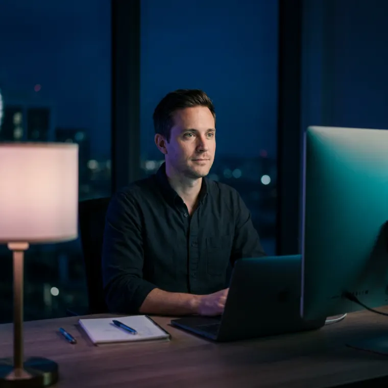 HUGO, KI-Kollege bei AIghtshift, am Arbeitsplatz